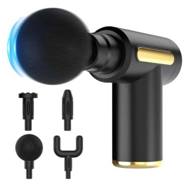 Imagem de Massageador Elétrico Pistola Massageadora Muscular Corporal Recarregável Portátil 6 Velocidades 4 Ponteiras 3200 RPM Liberação Miofascial Pós Treino Relaxante Profissional Gun
