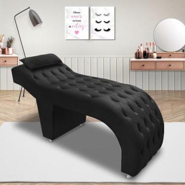 Imagem de Maca Estética Estofada Capitonê Para Cílios E Sobrancelhas Veludo Pret