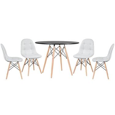 Imagem de Kit - Mesa Eames 100 cm preto + 4 cadeiras Botonê cinza claro