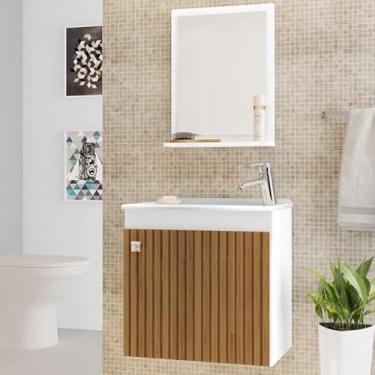 Imagem de Gabinete Banheiro em MDF C/Espelho e Cuba Siena (BRANCO RIPADO)