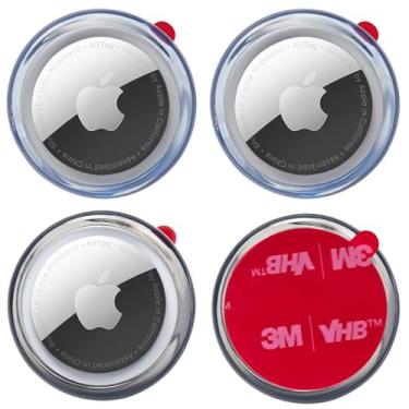 Imagem de echinff Pacote com 4 capas para Airtag, capa protetora com adesivo forte 3M compatível com etiquetas Apple Air para colar na TV, fones de ouvido remotos, mochilas, bagagem, laptop, câmera, bicicleta