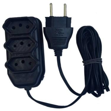 Imagem de Extensão elétrica 10 metros preto 3 tomadas Fio Elétrico - Eletro G2