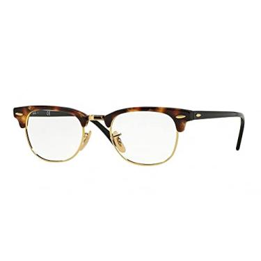 Imagem de Ray-Ban Óculos RX5154 Clubmaster 100% autêntico (49 mm, Havana com moldura dourada)