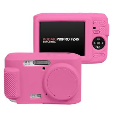 Imagem de Easy Hood Capa para Kodak PIXPRO FZ45, capa de câmera de silicone macio com capa de lente removível, capa protetora leve, ajuste personalizado para câmera FZ45 (rosa choque)