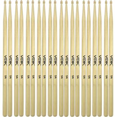 Imagem de Kit Pares de Baquetas Ponta de Madeira Maple Voik 5A, 10