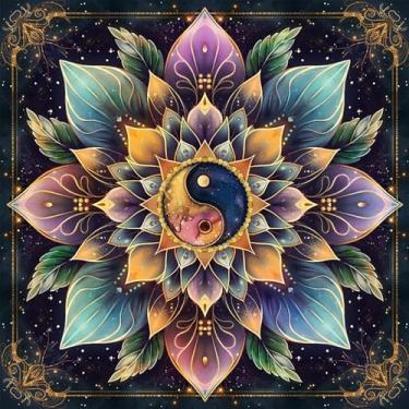 Imagem de JJBSWYMT Kits de pintura de diamante mandala 5D para adultos iniciantes, kit de arte de diamante de flores faça você mesmo, pontos de diamante com pedras de diamante, arte e artesanato, decoração de