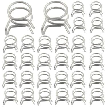 Imagem de BokWin Pacote com 30 braçadeiras de mangueira de mola de fio duplo de 10 mm de diâmetro interno, clipes de mola ajustáveis, aço inoxidável para mangueira, linha de combustível, tubo de água