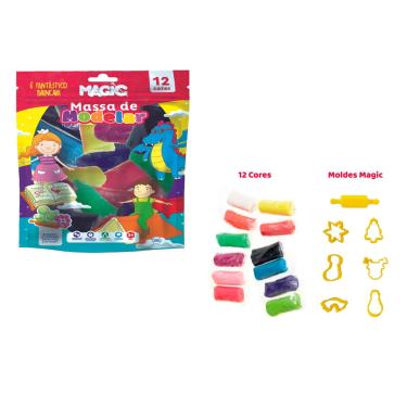 Imagem de Massinha de Modelar Magic Com Moldes 12 Cores Magic