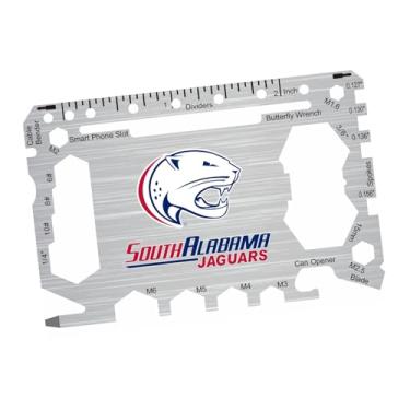 Imagem de Cartão multiferramentas de bolso 46 em 1 da University of South Alabama com régua em polegadas – Ferramenta de carteira EDC de sobrevivência com chaves de fenda, chaves, abridor de garrafa e lata