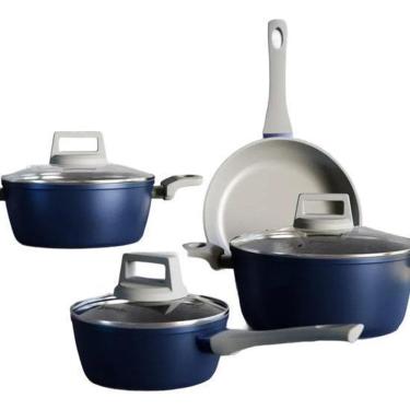 Imagem de Conjunto De Panelas Soft Cinza E Azul Saphira 4 Peças Jomafe