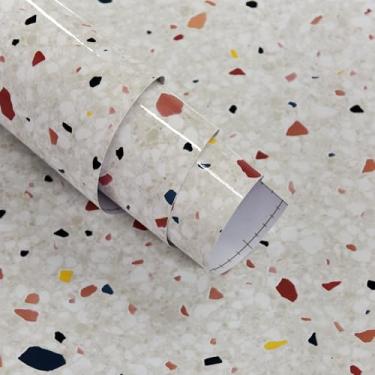 Imagem de Papel de parede de mármore grosso de 398,8 cm x 78,7 cm de largura para bancadas, banheiro, quarto, TV, parede, chuveiro, boho, papel de contato, autoadesivo, removível, papel de parede seguro para