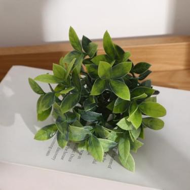 Imagem de Planta artificial – Folhas verdes de toque real para decoração de escritório em casa, grama sintética em vaso de baixa manutenção (folhas de eucalipto)