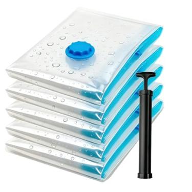 Imagem de Kit Saco À Vácuo COM SEM Bomba Vários Tamanhos PVC Transparente Anti Umidade Guarda Roupa Mala Viagem Sacos A Vacuo Para Mala(Não, SEM Bomba,3 Uni 60x80)