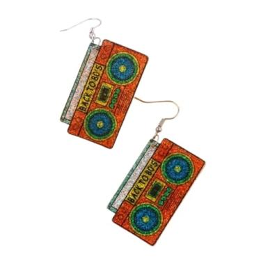 Imagem de Brincos de fita cassete retrô anos 80 anos 90 brincos de acrílico neon roupas vintage brinco de Halloween, Acrílico, Sem pedra preciosa