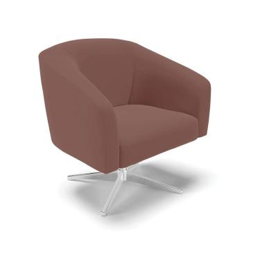 Imagem de Cadeira Sala De Jantar Giratória Base Cromada Stella Veludo D03 - D\'rossi Cor Rose