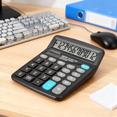 Imagem de Calculadora de mesa - Calculadoras de escritório de 12 dígitos com tela LCD grande, perfeita para uso diário em casa e escritório