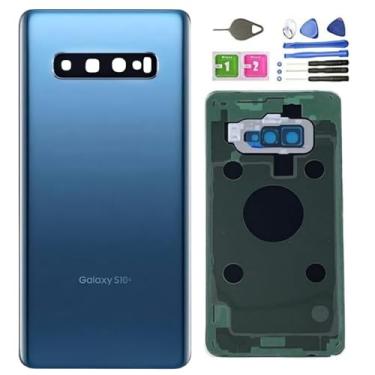 Imagem de ZMVDJZ Capa traseira de vidro de substituição para Galaxy S10+ Plus, caixa de porta de bateria à prova d'água com peças de lente de câmera para Samsung Galaxy S10+ Plus SM-G975U G975W + ferramentas de