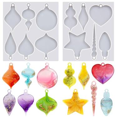 Imagem de 2 moldes de silicone para pingente de Natal, moldes de resina epóxi de Natal, molde de resina para artesanato faça você mesmo, acessórios de joias, decorações de pingentes de Natal (pingente)