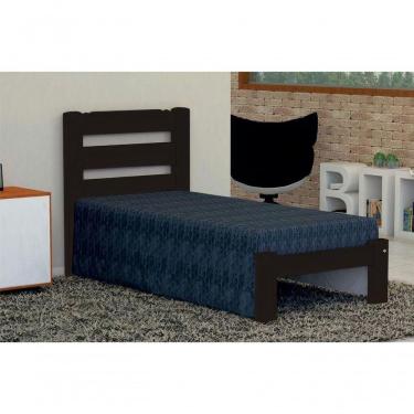 Imagem de Cama De Solteiro Luna De Madeira Maciça Angelim Pedra/tauari - Cor Tabaco