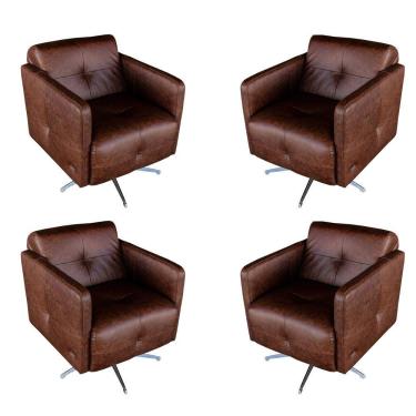 Imagem de Kit 4 Poltronas Giratória Astana Couro Tabaco