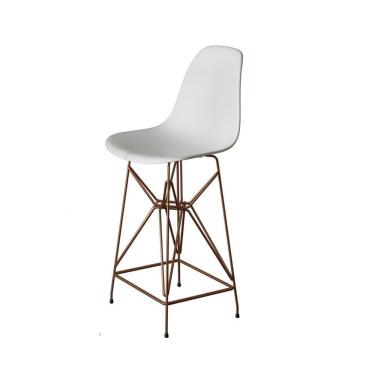 Imagem de Banqueta Bistrô Alta Eames Branca Base Ferro Cobre - Cor: Branco