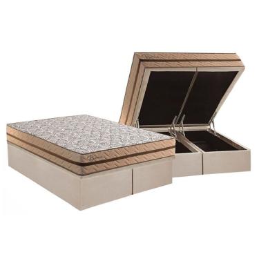 Imagem de Conjunto Box Baú King Colchão Espuma Paropas Molas Ensacadas Basic + Base Crc Suede Clean (193x203)
