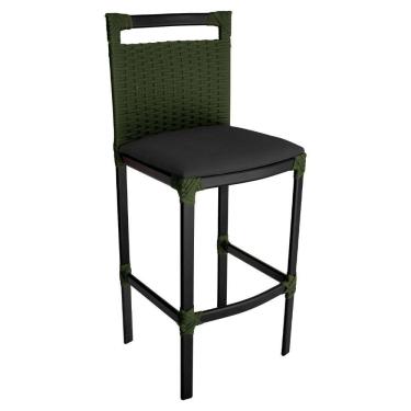 Imagem de Banqueta Alta Vigor Em Alumínio E Corda Náutica Verde Verde Com Preto