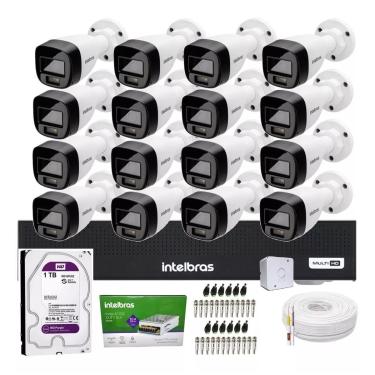Imagem de Kit 16 Cameras Intelbras 3220 Full Color Com Microfone, Dvr 16ch Mhdx 1116c, 1tb Purple