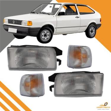 Imagem de Par Farol Gol quadrado Parati Saveiro 1991 1992 1993 1994 + Piscas bra
