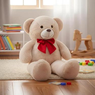 Imagem de Urso Pelúcia Teddy Pequeno Hipoalergênico Macio Laço Removível - Migue