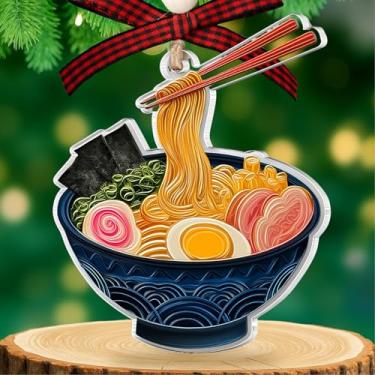 Imagem de Enfeite de tigela de ramen - Enfeites de ramen para árvore de Natal - Enfeite de Natal de comida japonesa - Presentes de ramen - Presente japonês para amantes de macarrão - Decoração de pendurar em