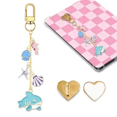 Imagem de LMZLJZ Corrente de pingentes de tubarão Kindle para amantes de livros e mulheres, homens, chaveiro com pingente de tubarão, acessórios de e-reader, presentes para leitores amantes de livros, pingentes