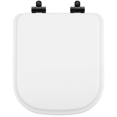 Imagem de Assento Sanitário Poliéster Soft Close Piano Branco Para Vaso Deca Com Ferragem Preta