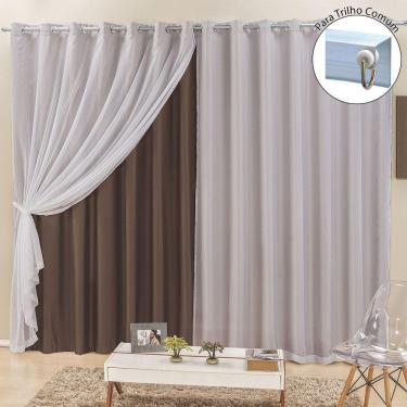 Imagem de Cortina Para Trilho Comum Elegance 4,00M X 2,50M Tabaco Tecido Semi Blackout