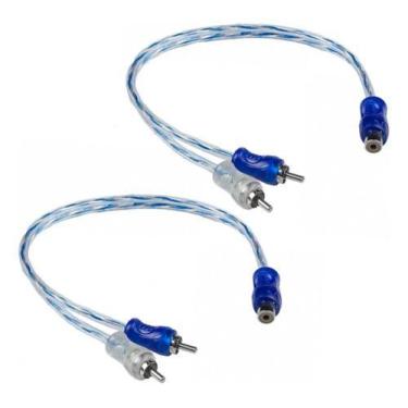 Imagem de Kit 2un Cabo RCA Y Ouro Blindado Injetado Espiral Módulo Adaptador Amp