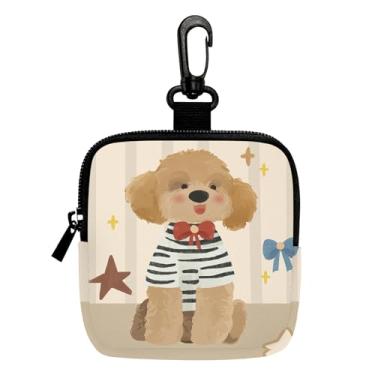Imagem de Mini porta-moedas Poodle fofo, bolsa multifuncional para chaves, moedas, fone de ouvido, batom, porta-cartões, organizador de cabos de dados, bolsa com zíper, acessórios de bolsa, pequenos presentes