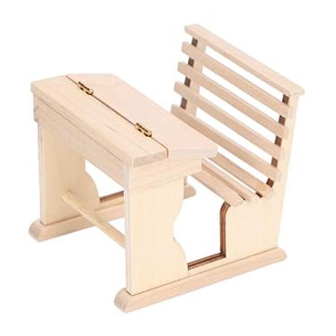 Imagem de Alomejor Mini Mesa Escolar Inacabada, Cadeira de Mesa Escolar Em Miniatura para Casa de Bonecas 1:12 para Decoração de Casa de Bonecas de Quarto de Criança
