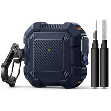 Imagem de DGege Capa para AirPods 4, compatível com Apple AirPods 4ª geração com trava segura, chaveiro e kit de limpeza, capa protetora à prova de choque de corpo inteiro (2024)