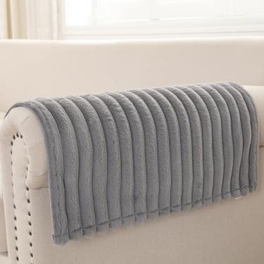 Imagem de Deep Dream Capas de apoio de braço de sofá para sofá, à prova d'água e felpudas, conjunto de 2, capas protetoras laváveis para poltronas reclináveis (cinza, 58 x 58 cm, pacote com 2)