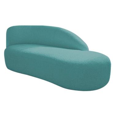 Imagem de Divã Recamier Curvo Luna 140cm Lado Direito Suede - Adj Decor Cor Azul Turquesa