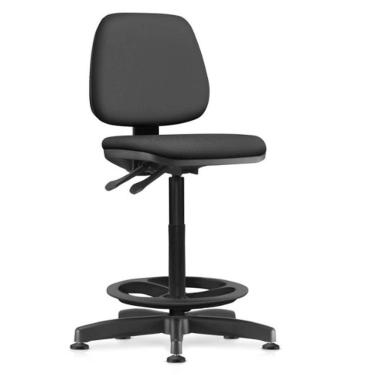 Imagem de Cadeira Caixa Alta Giratória Estofada Work F02 Crepe Preto - Lyam Decor