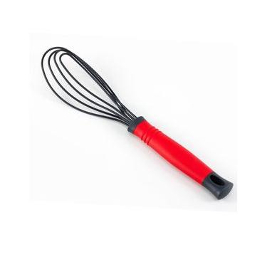 Imagem de Batedor Fouet Plano Revolution 4 Fios Silicone Premium Bicolor Vermelho e Preto Black Onix Le Creuset