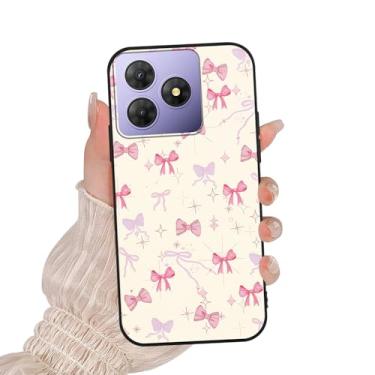 Imagem de Zrutru Linda capa de telefone de estrela com laço rosa para OSCAL Flat 2 16,7 cm, desenho kawaii, padrão de laço, design estético, capas de silicone macio TPU fino à prova de choque capa de telefone