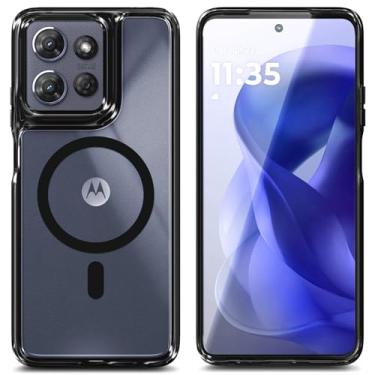 Imagem de YZB Capa magnética para Motorola Moto G Power-5G-2025, preta/transparente | Compatível com MagSafe | Slim Fit, leve, proteção de nível militar, resistente a amarelamento, traseira resistente a