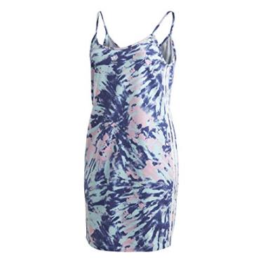 Imagem de adidas Originals Vestido regata feminino, Top: Multi/Branco/Vapor Azul/Rosa Verdadeiro Parte Inferior: Índigo Meia-Noite, P