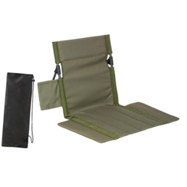 Imagem de Generic Cadeira dobrável com encosto para camping ao ar livre, ideal para uso no chão. Acompanha bolsa de transporte e almofada para cadeira, Verde