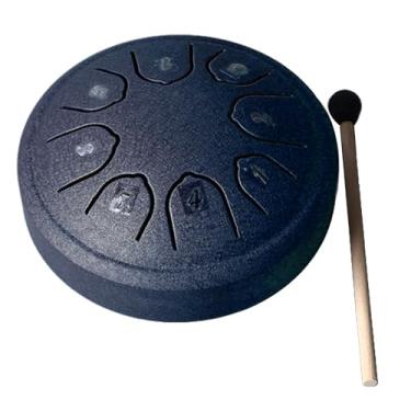Imagem de Dpofirs Tambor de Língua de Aço 4,5 Polegadas Mini 8 Tons C Chave Tambor de Língua de Aço Carbono para Crianças Iniciantes, Fácil de Transportar para Camping, Madeira de Bordo (Azul-marinho)