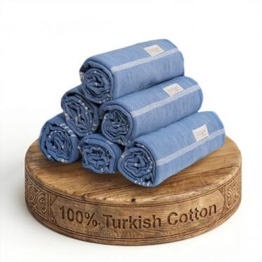 Imagem de Goqan Toalhas de praia turcas grandes pacote com 6 99 x 181 cm, cobertores de praia grandes, 100% algodão sem areia, conjunto de toalhas de piscina de secagem rápida, essenciais de praia para a