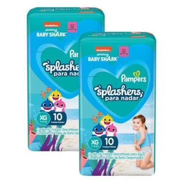 Imagem de Kit 20 Fraldas Pampers para Água Splashers Baby Shark G-XG