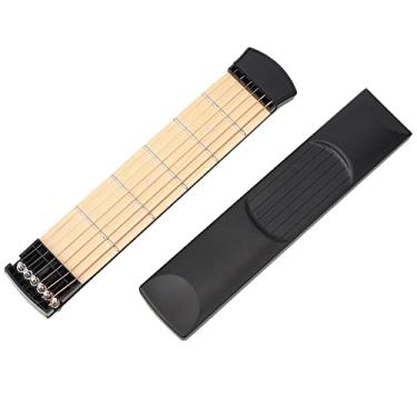 Imagem de LiebeWH Mini Bolso para Prática de Guitarra, Pescoço Portátil, Ferramenta de Acordes de 6 Trastes para Treinamento Acústico da Mão Esquerda, Instrutor de Prática de Madeira, Prensa de Viagem,